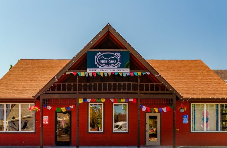 red restaurant under blue sky