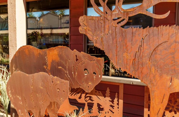 metal bear and elk artwork