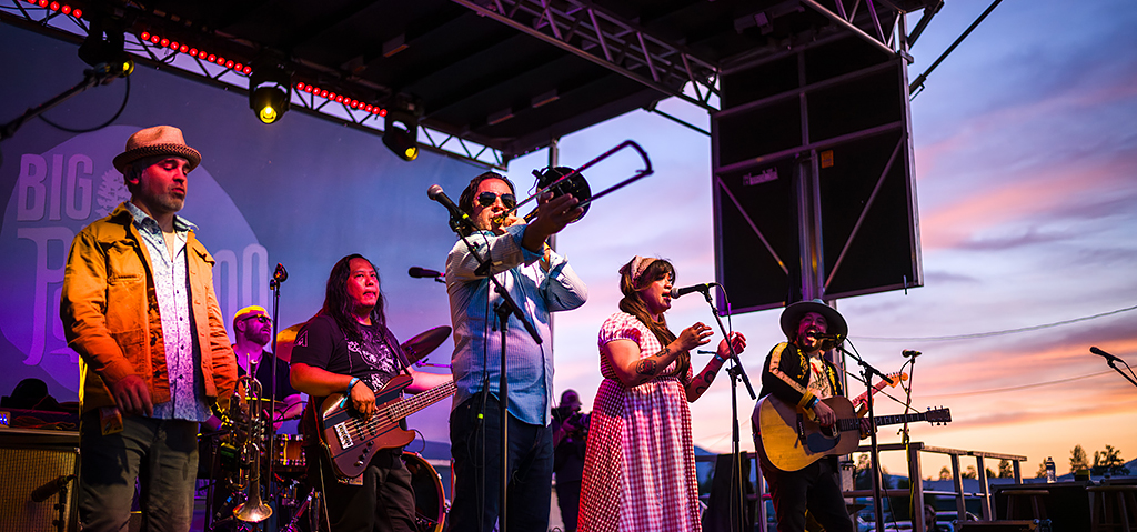 band playing music on stage at Big Ponderoo Music and Arts Festival